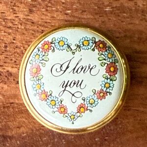 Halycyon Days ‘I Love You’ Enamel Box - 24 kt Gold Fittings with Orinial Box
